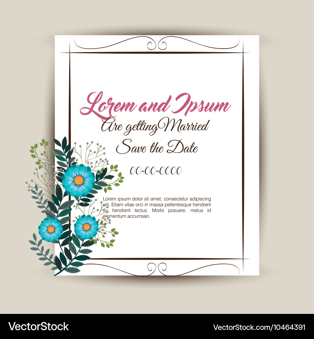 Floral wedding invitation isolated icon design Vector Image
