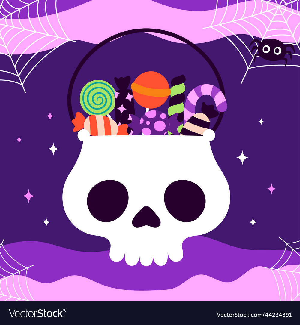 Halloween with skull basket candy