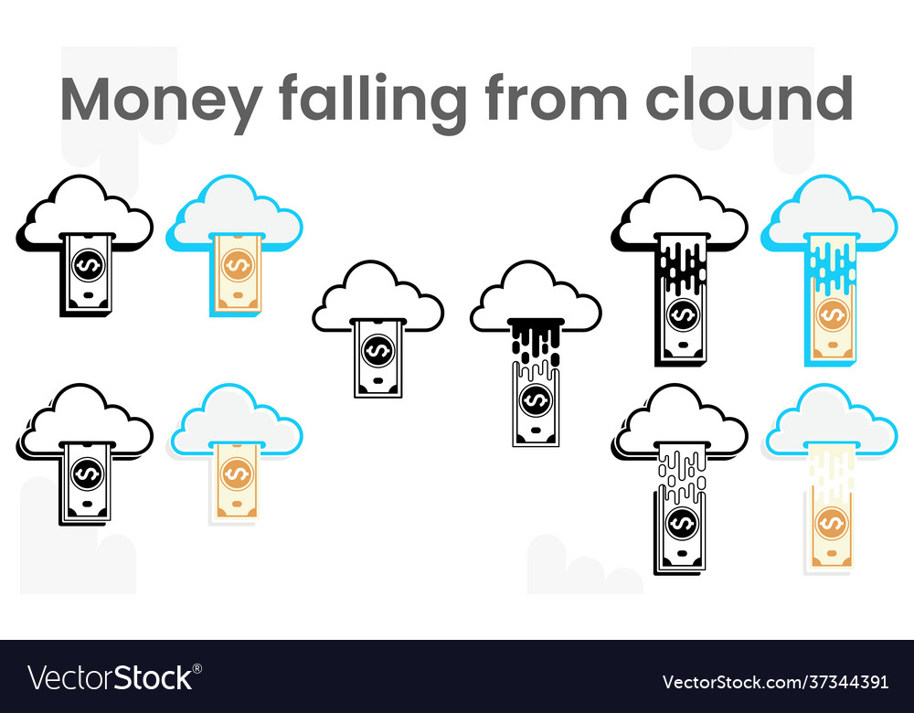 Money falling from cloud