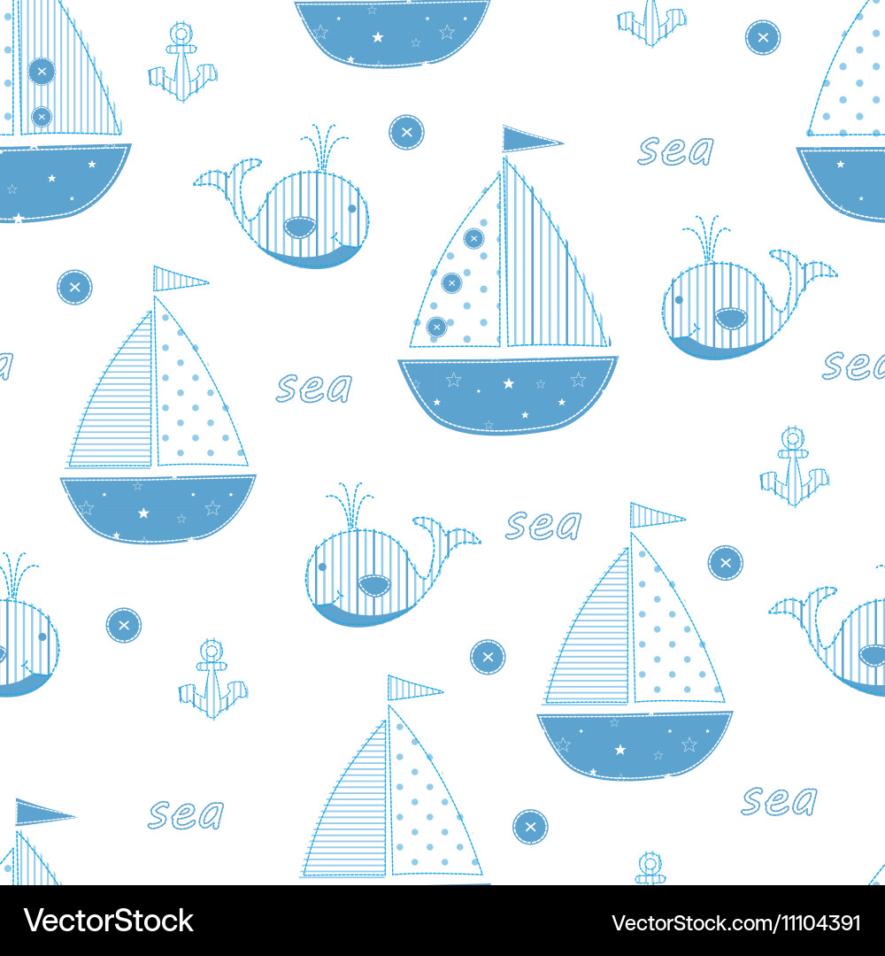 Seamless pattern with abstract cute sailships Vector Image