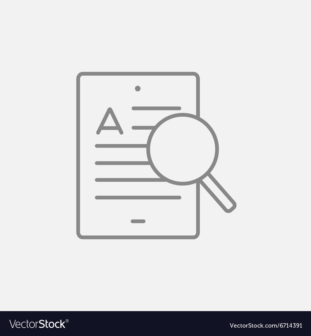 Tablet and magnifying glass line icon