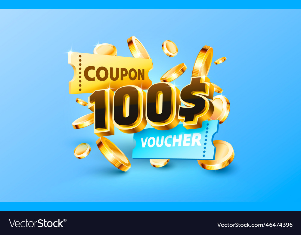 100 dollar coupon gift voucher cash back banner Vector Image