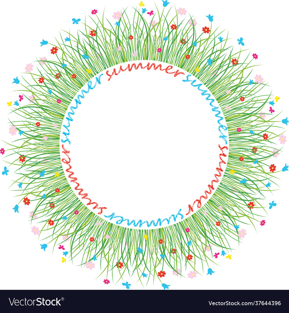 Decorative round frame from green grass Royalty Free Vector