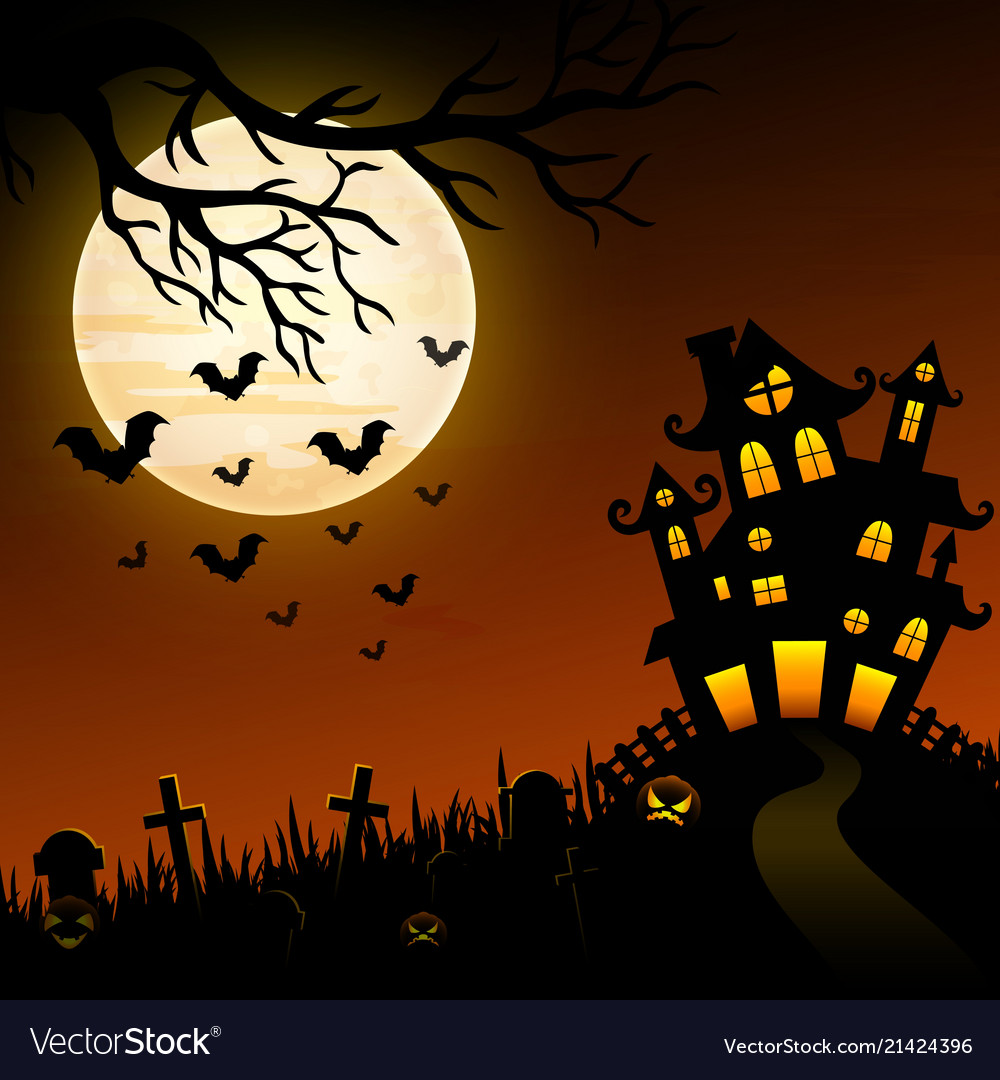 Halloween night background with creepy castle and Vector Image