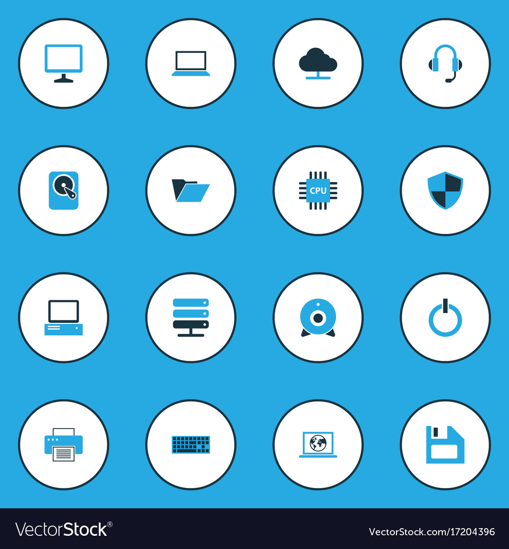 Hardware colorful icons set collection Royalty Free Vector
