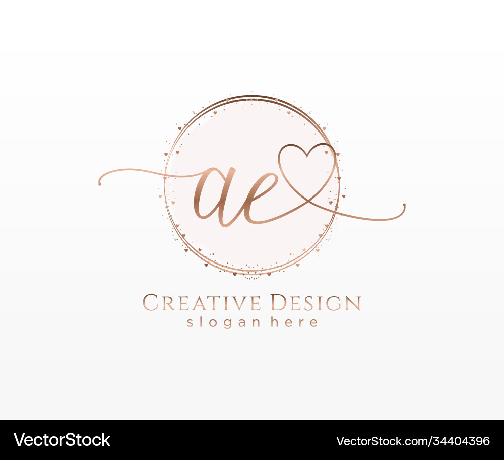 Initial ae handwriting logo with circle template Vector Image