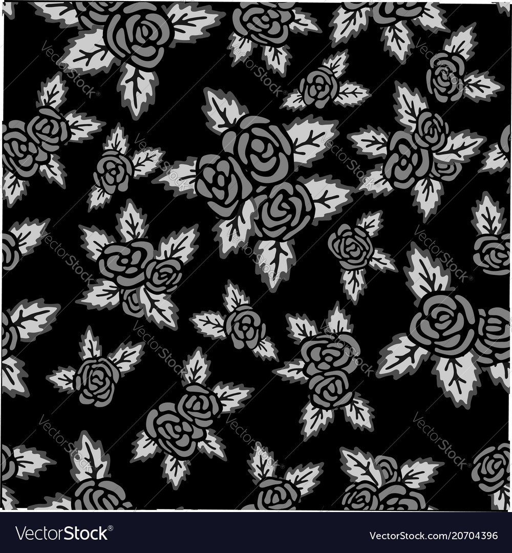 Monochrome seamless pattern hand drawn gray roses Vector Image