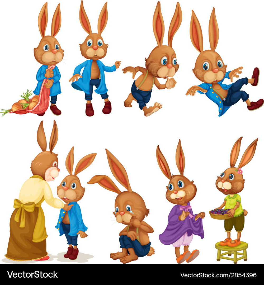 Rabbit set Royalty Free Vector Image - VectorStock
