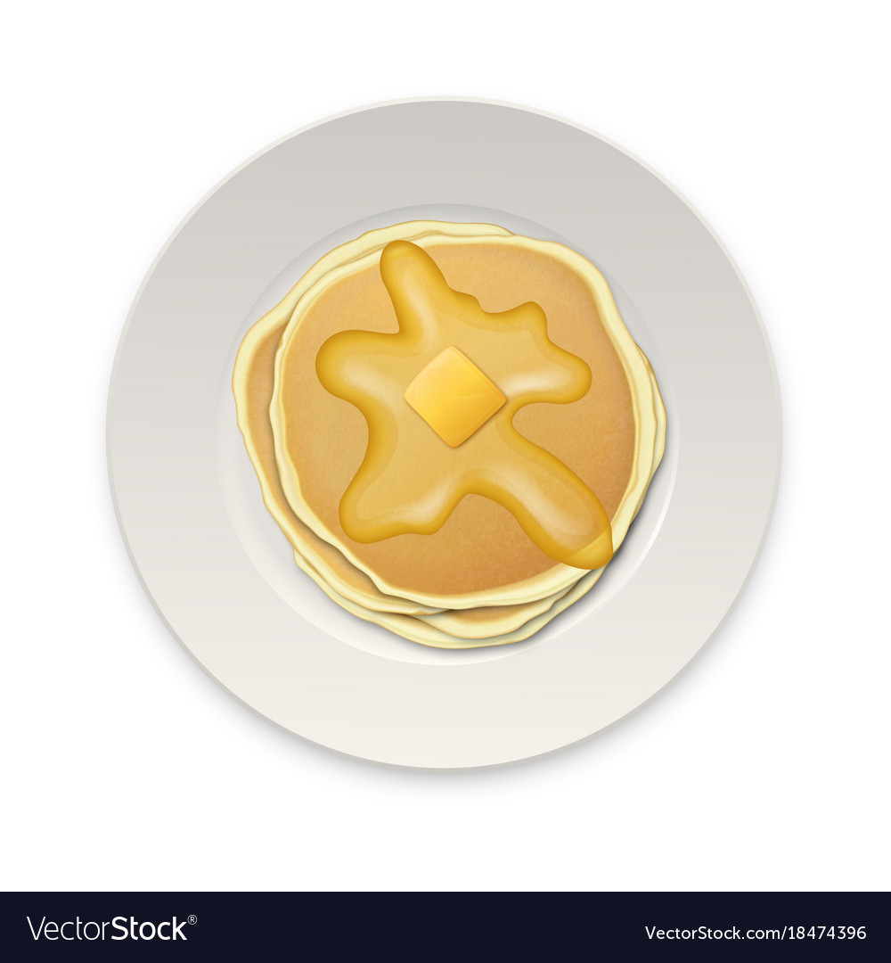 Realistic pancake with a piece of butter Vector Image