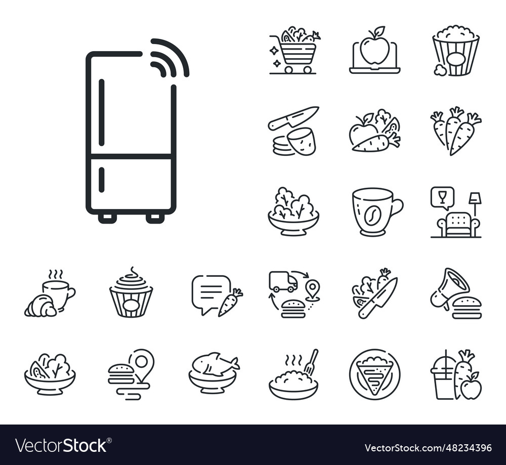 Refrigerator with wifi function line icon fridge Vector Image