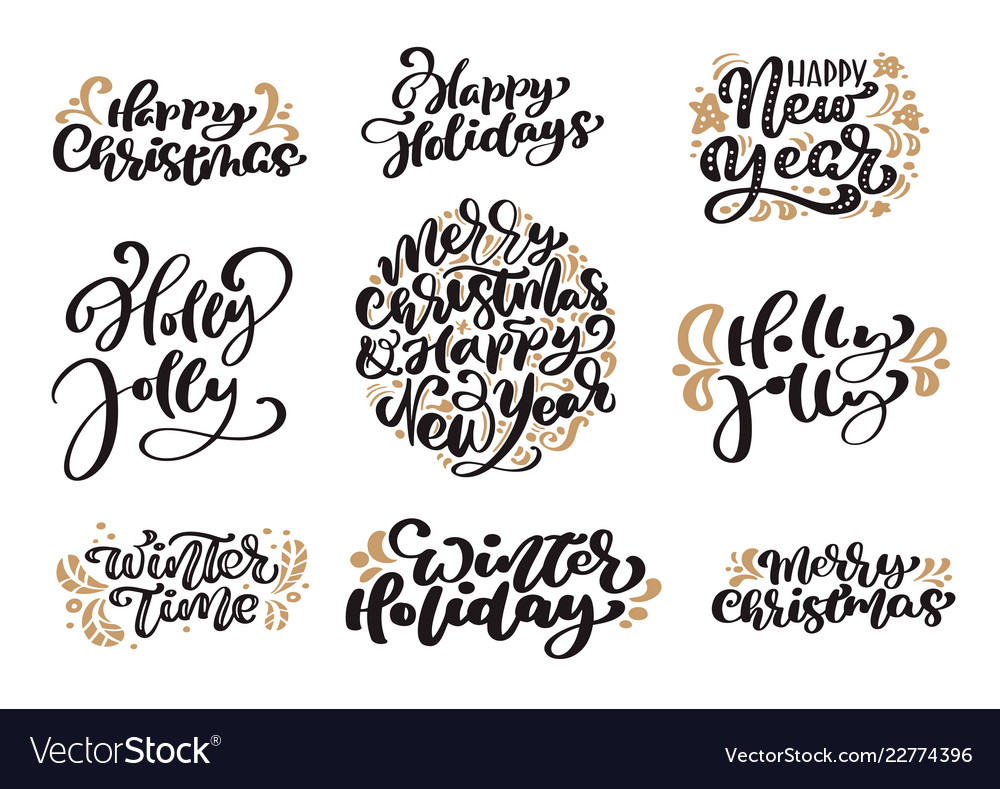 Set of merry christmas vintage calligraphy Vector Image