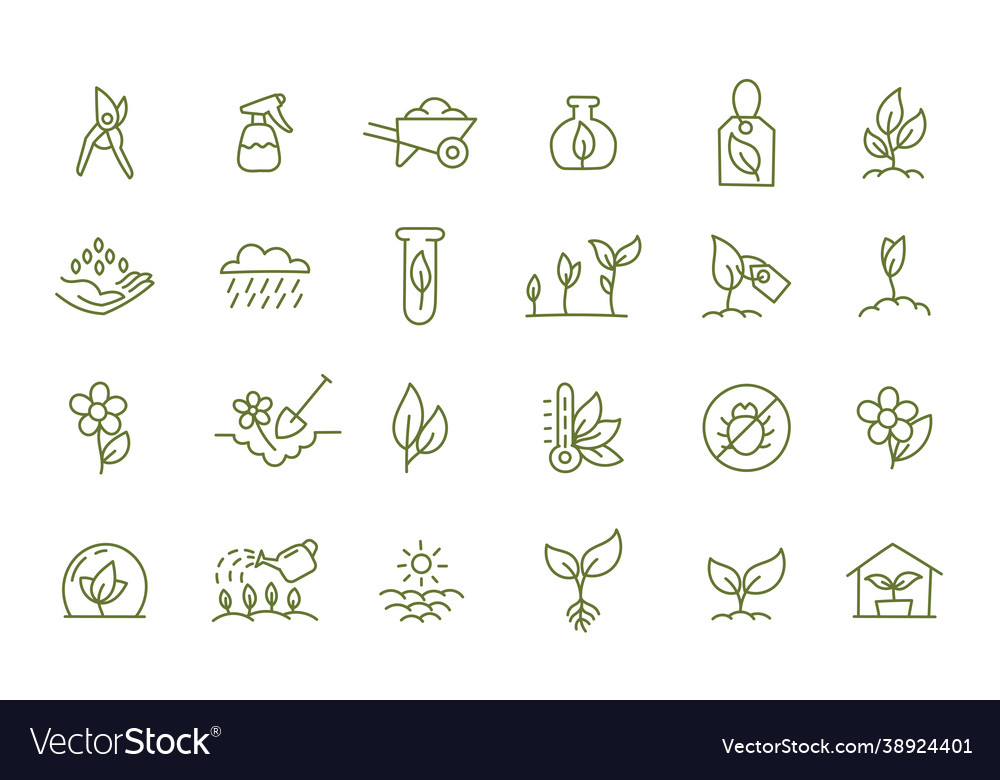 Agriculture and gardener set icons