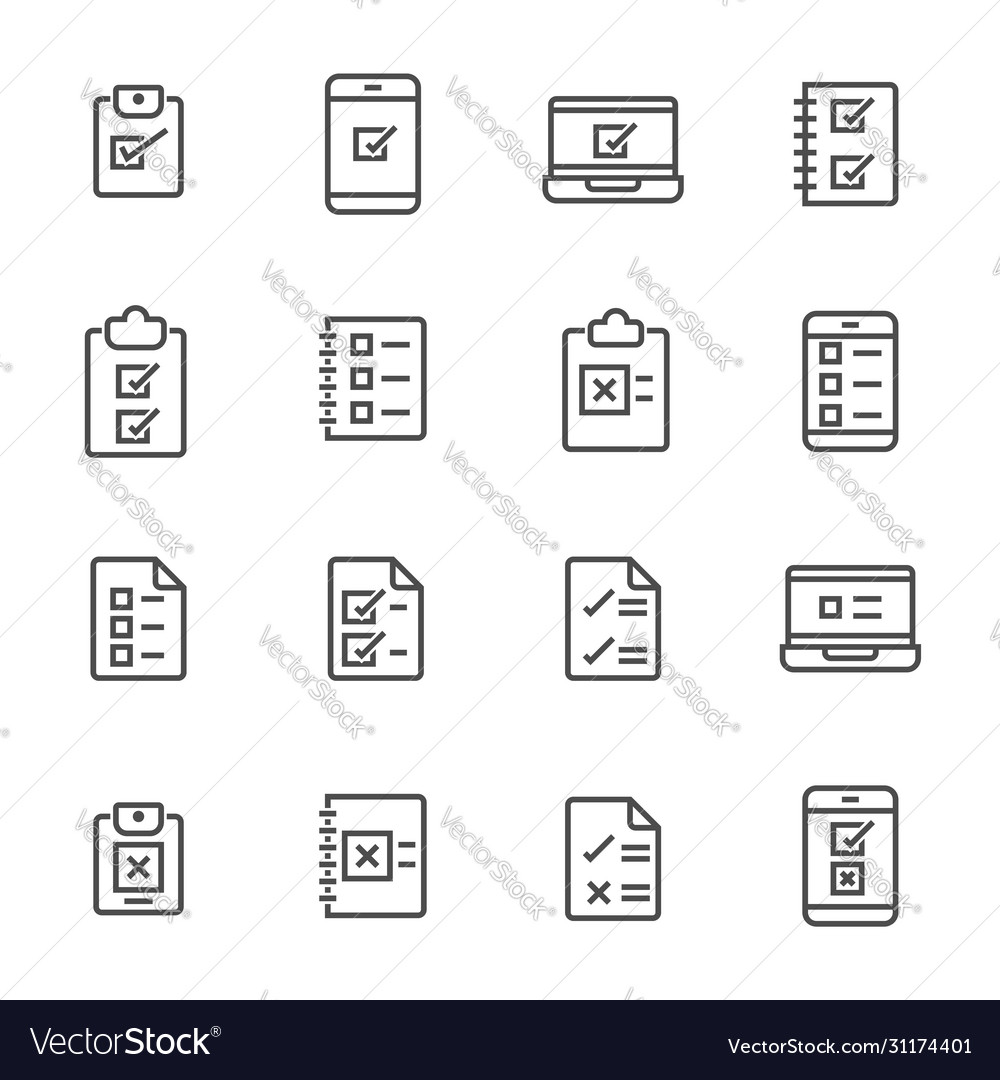 Checklist to do list simple line icons set vector image Checklist to do list simple line icons set