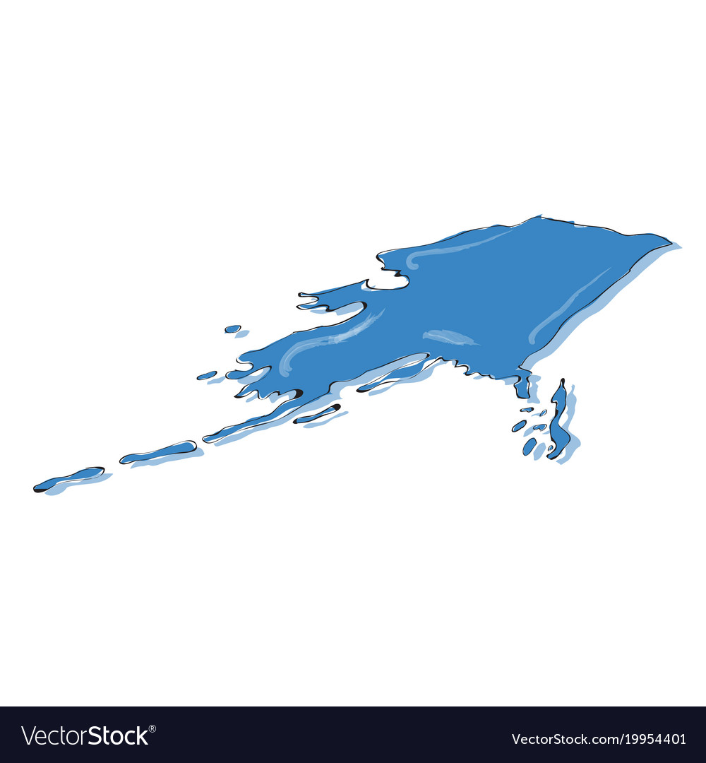 Comic Drawing Of A Map Alaska Royalty Free Vector Image