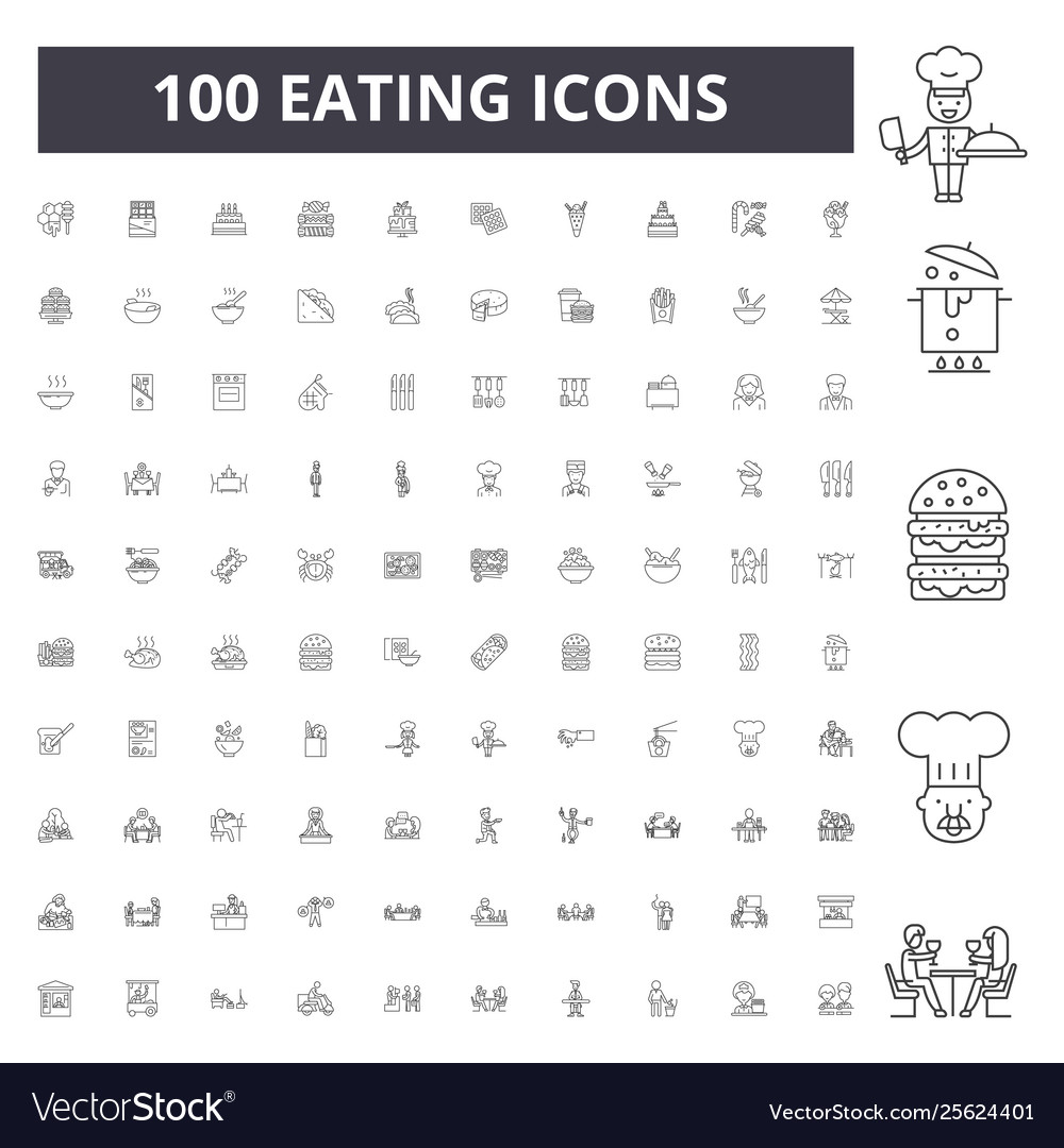 Eating line icons signs set outline