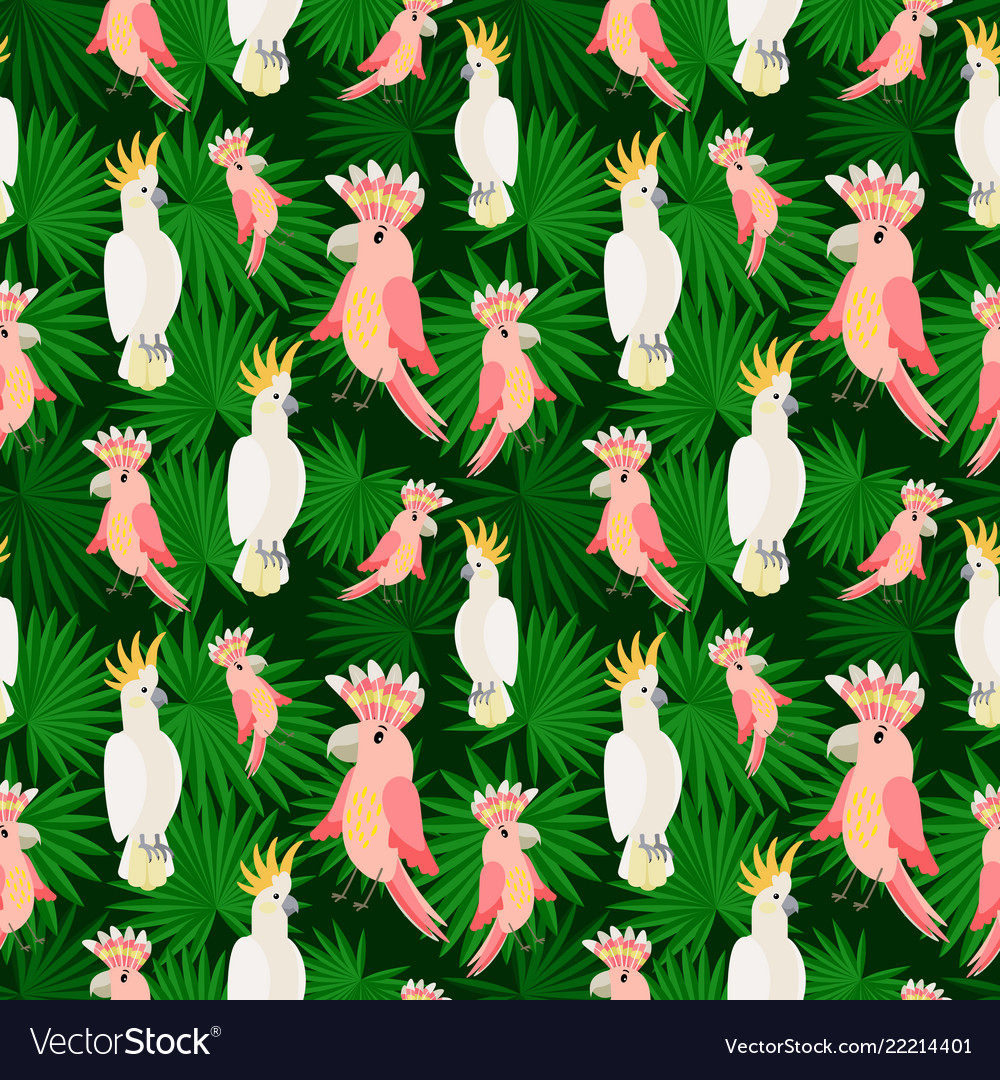 Pink and white parrots pattern