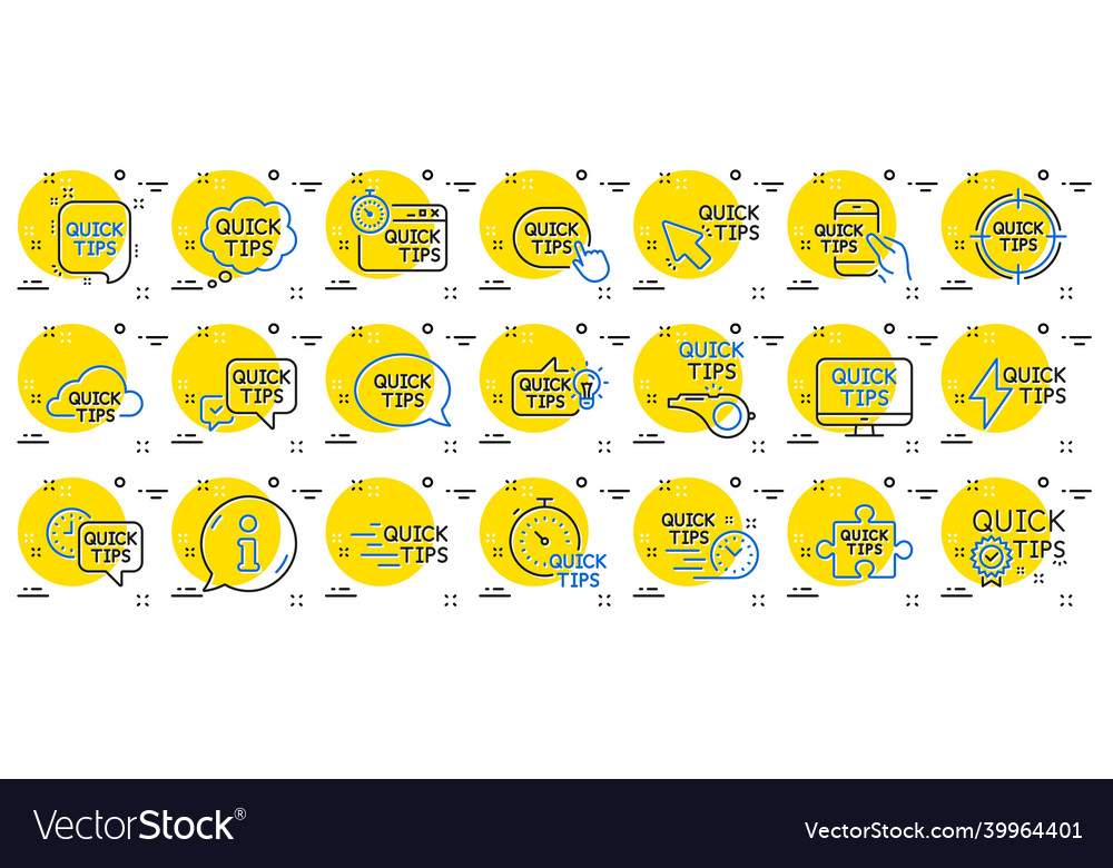 Quick tips line icons set of helpful tricks Vector Image