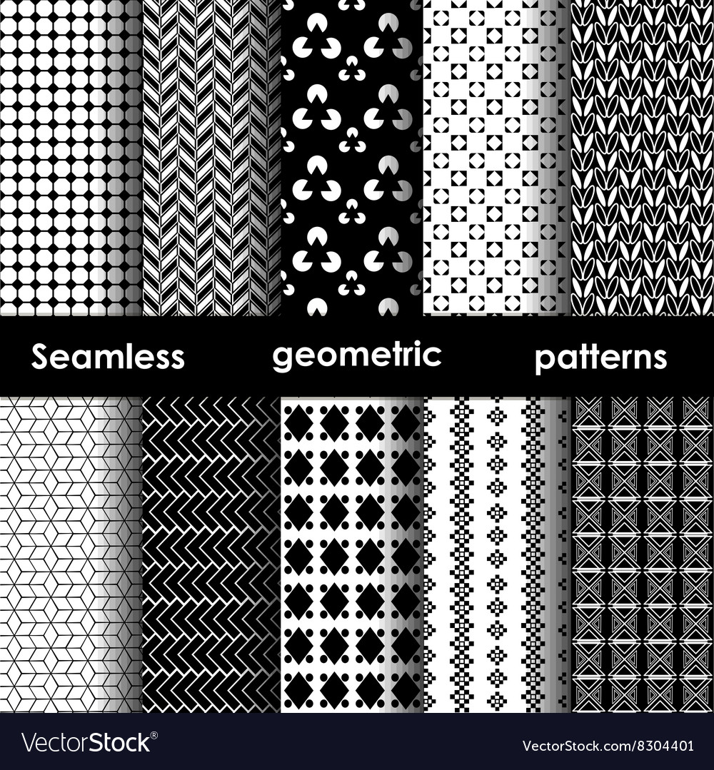 Set of 6 monochrome seamless patterns