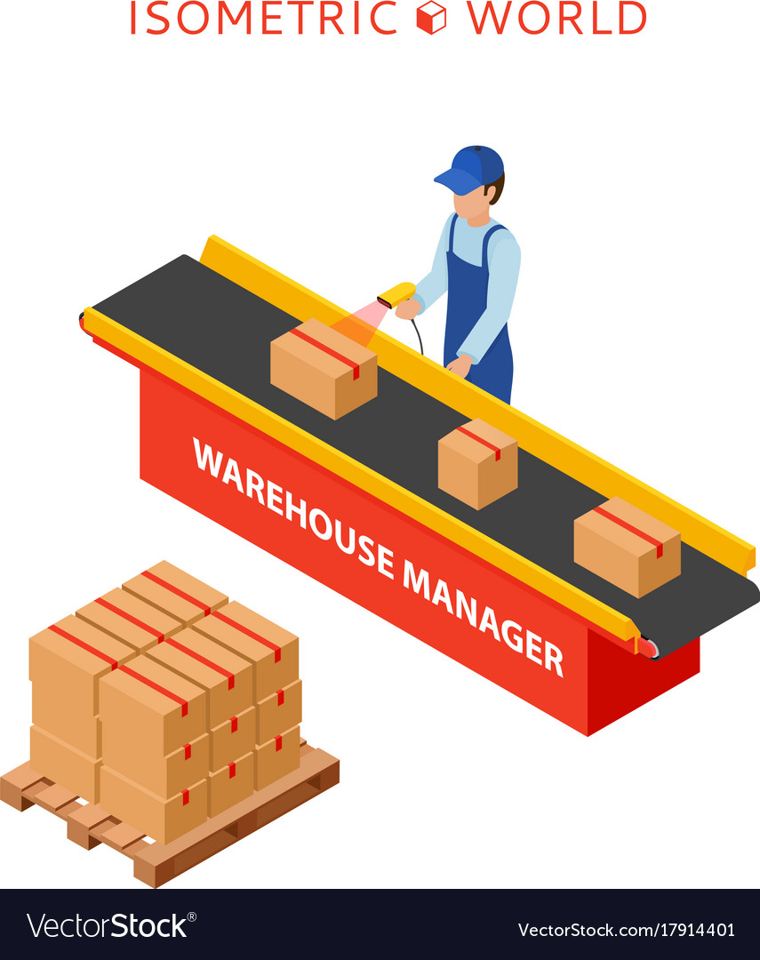 Warehouse manager or worker with bar