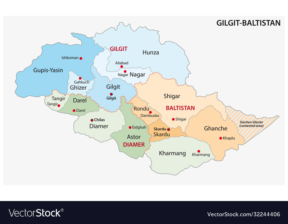 Gilgit Baltistan Map Hd Administrative Map Gilgit-Baltistan Pakistan Vector Image