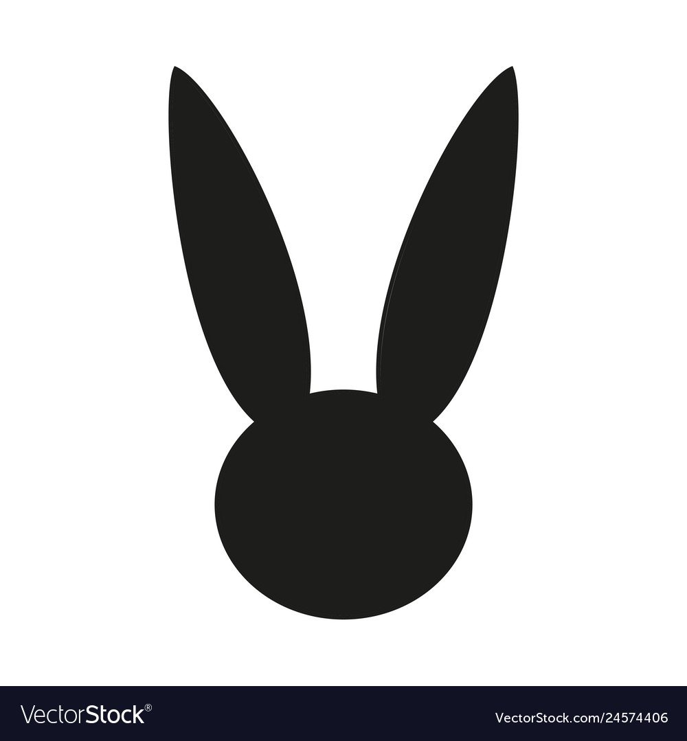 Download Black and white easter bunny head silhouette Vector Image