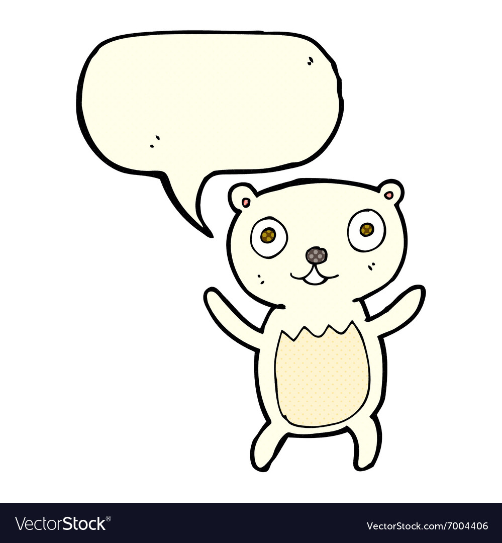 Cartoon polar bear cub with speech bubble