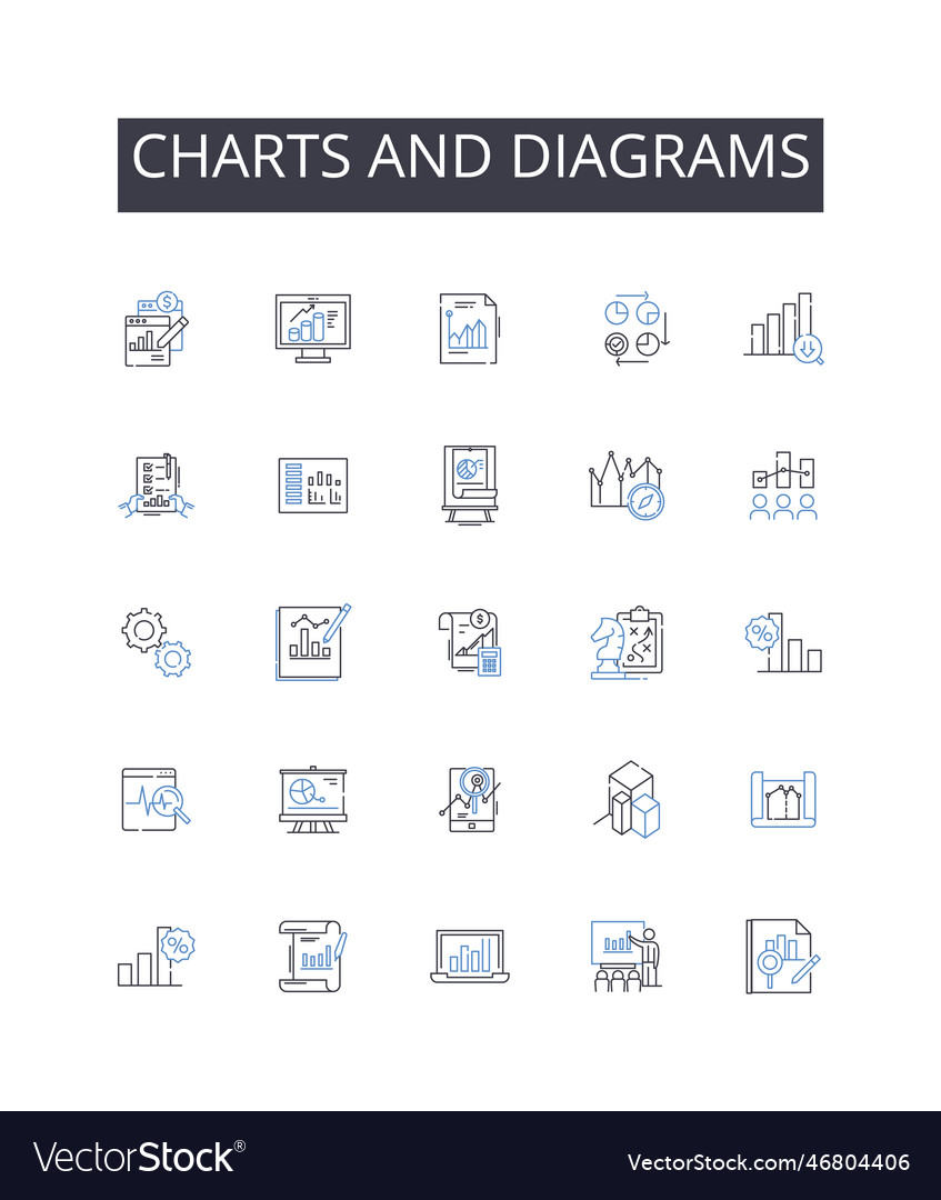 Charts and diagrams line icons collection numbers