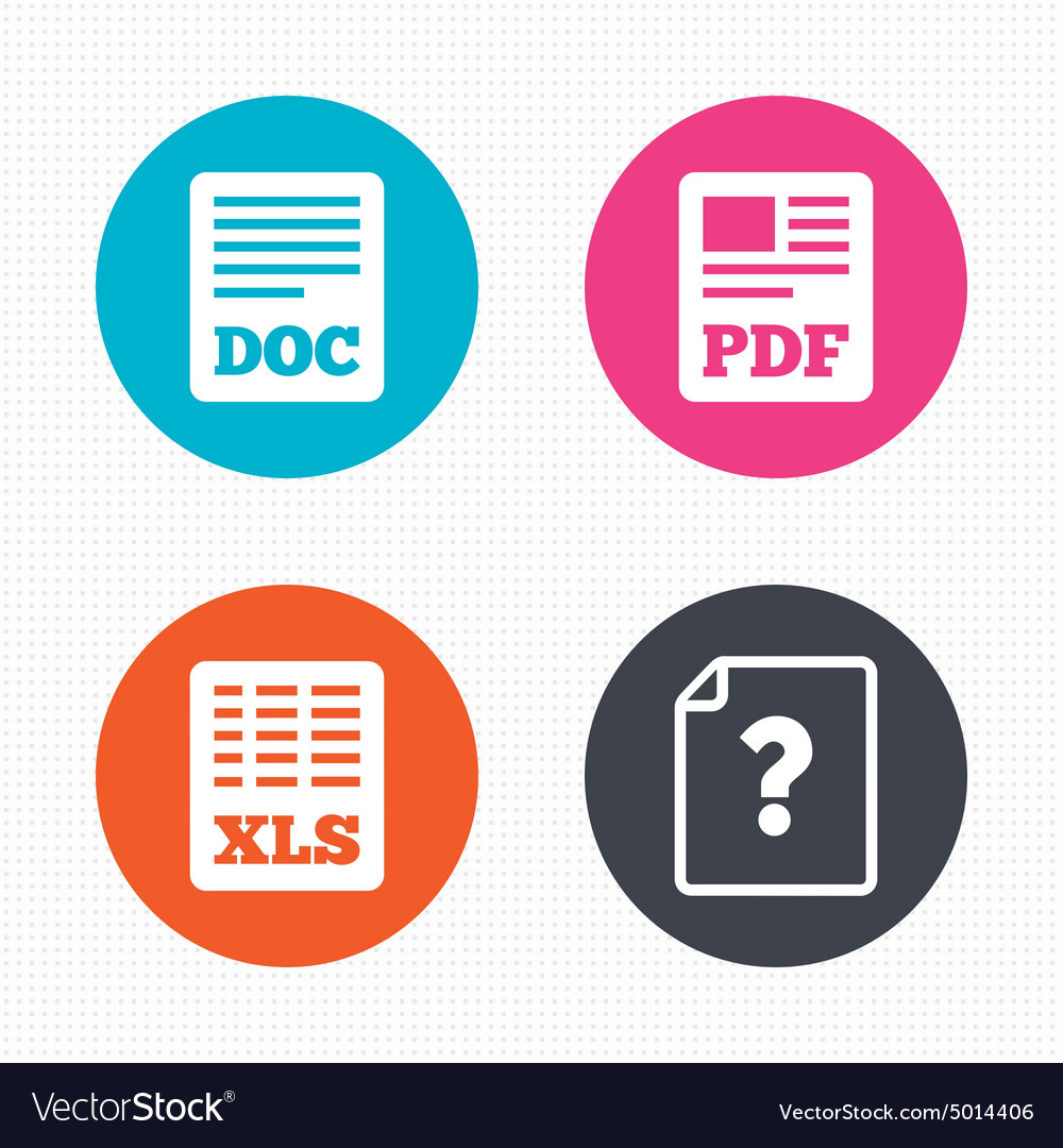 Document icons xls pdf file signs