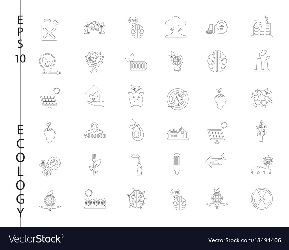 Green Ecology And Environment Icon Set In Format Vector Image