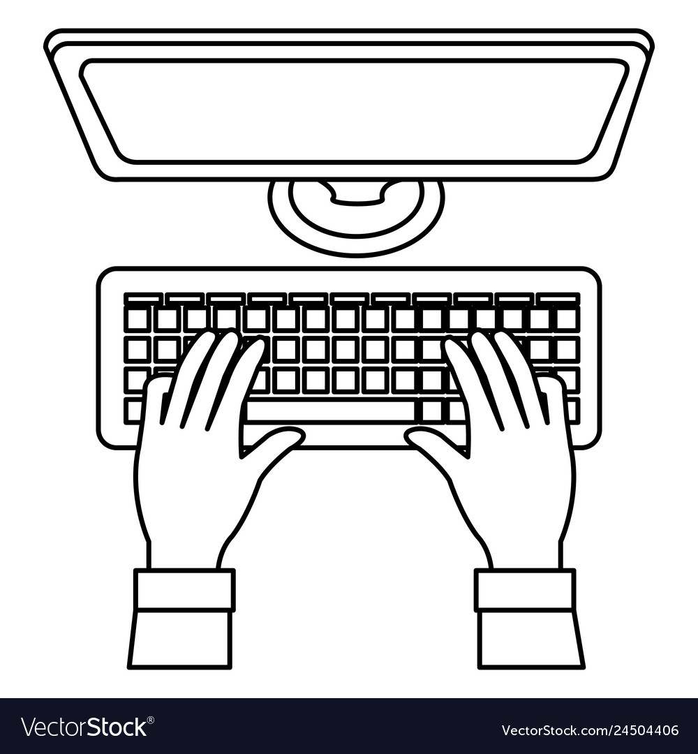 Hands typing in keyboard desktop Royalty Free Vector Image
