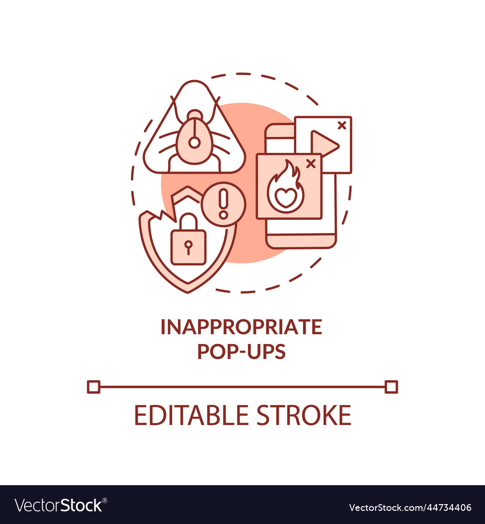 Inappropriate pop-ups terracotta concept icon Vector Image
