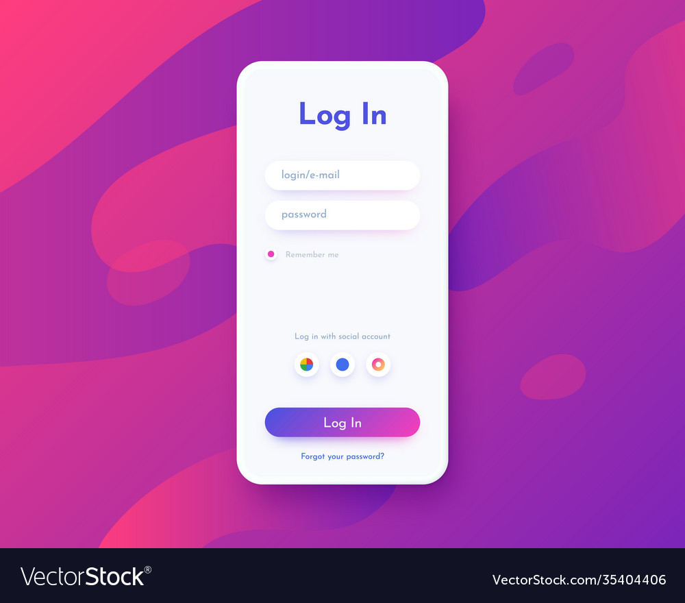 Log in screen mobile application interface Vector Image