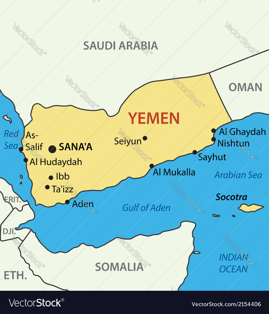 Map Of Aden Yemen Republic of Yemen   map Royalty Free Vector Image