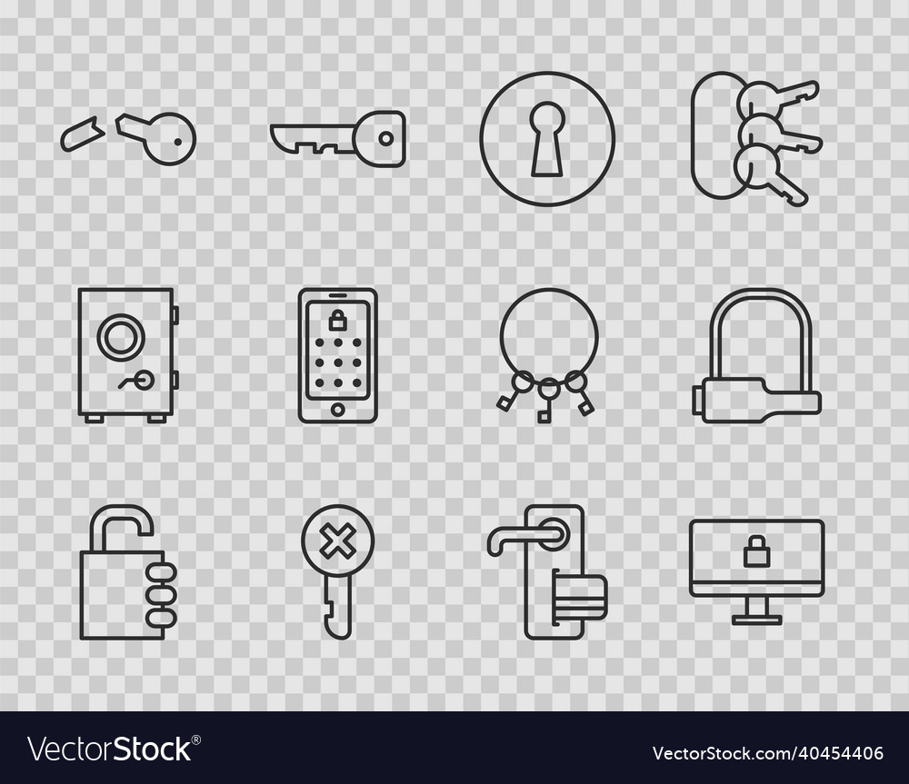 Set line safe combination lock computer vector image Set line safe combination lock computer