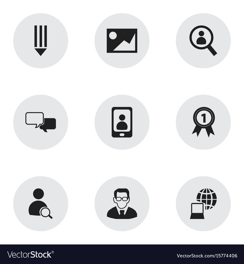 Set of 9 editable bureau icons includes symbols