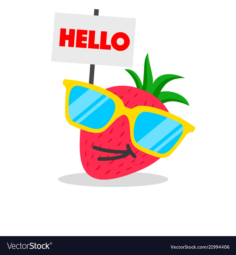 Strawberry face cartoon with emotion sunglasses Vector Image