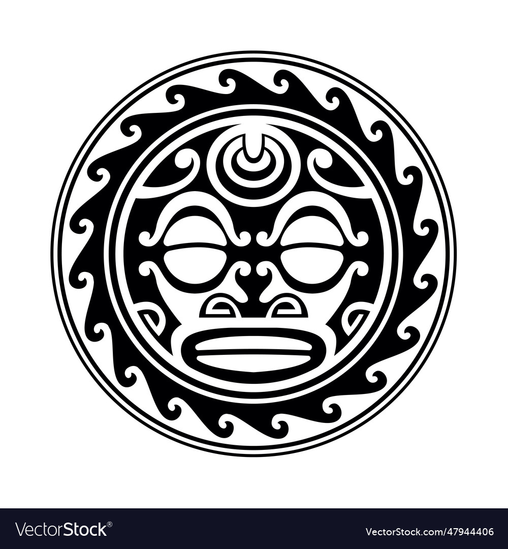 Traditional maori round tattoo design editable