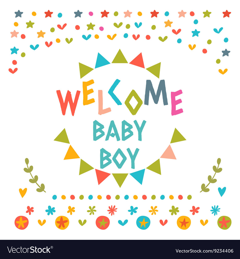 Welcome baby boy shower card cute postcard Vector Image