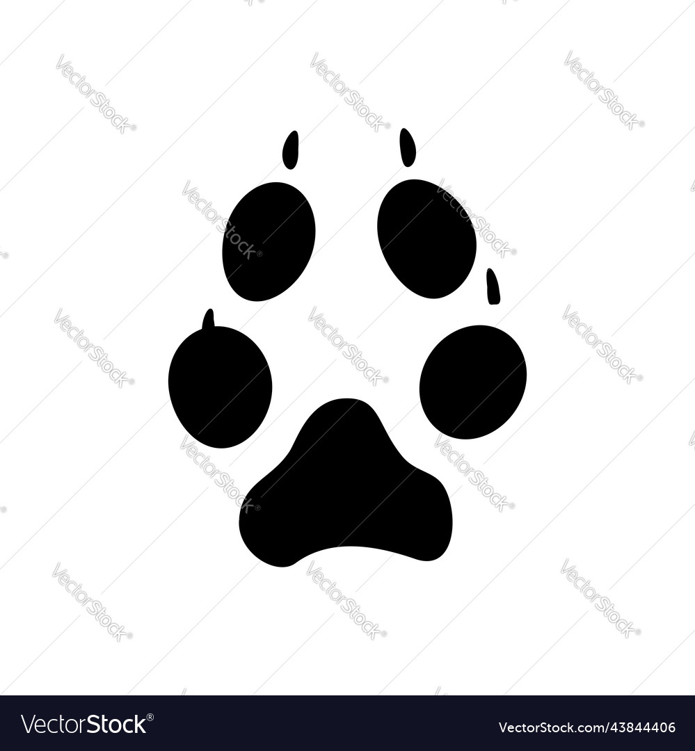 Wild fox animal footprints black silhouette icon vector image Wild fox animal footprints black silhouette icon