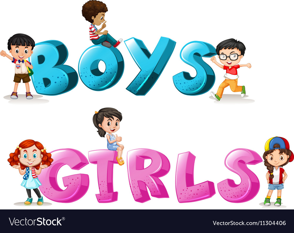 Word design with boys and girls