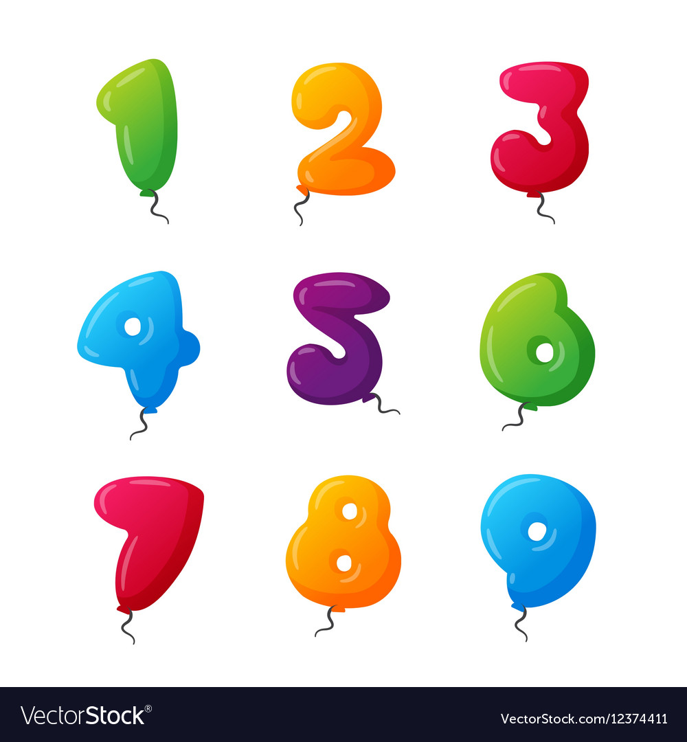 Balloon numbers set Royalty Free Vector Image - VectorStock