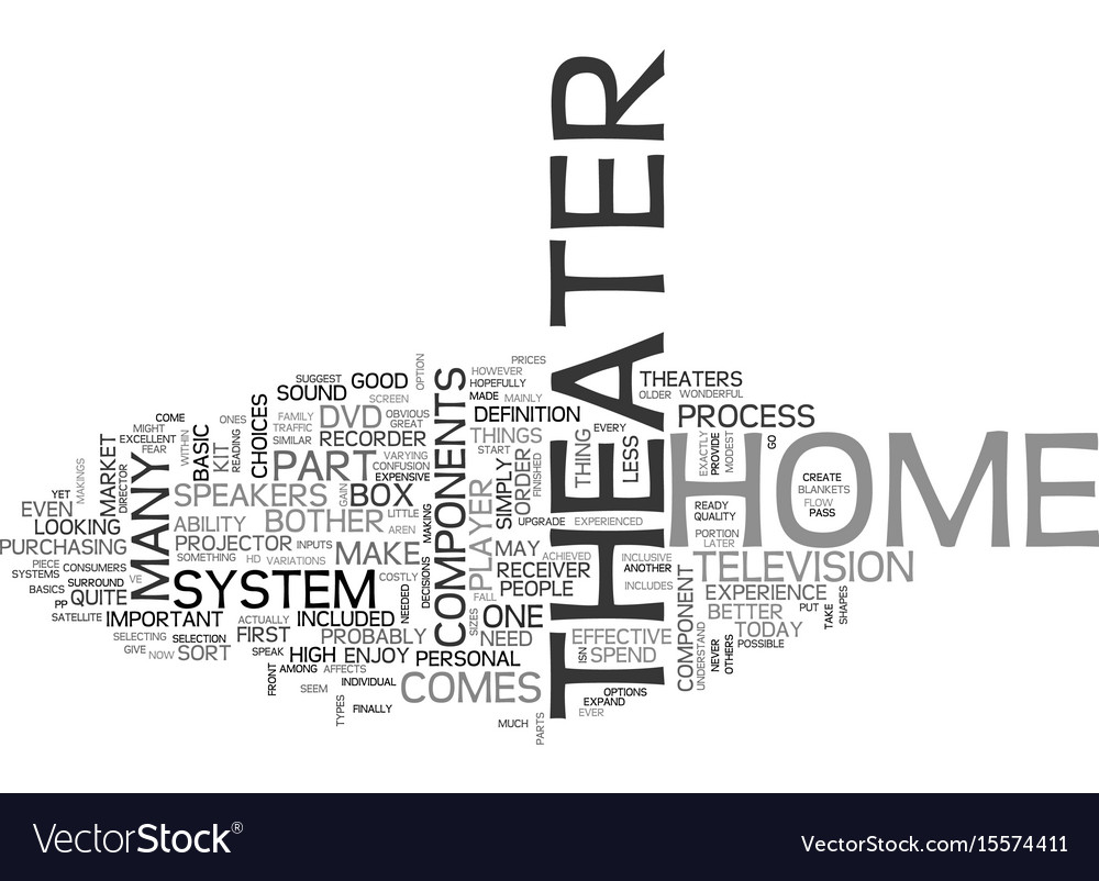 Basic components for a home theater text word Vector Image