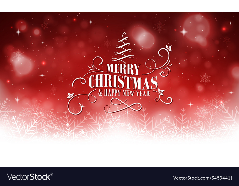 Christmas and new year red glowing greeting with Vector Image