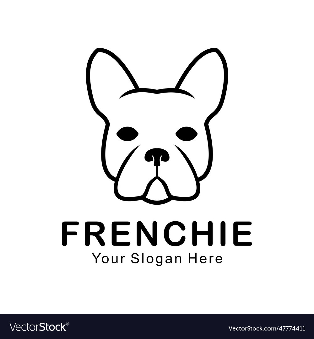 Frenchie dog outline style logo Royalty Free Vector Image