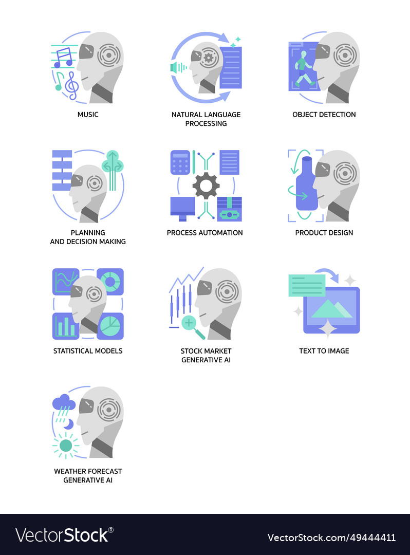 Generative ai icon set Royalty Free Vector Image