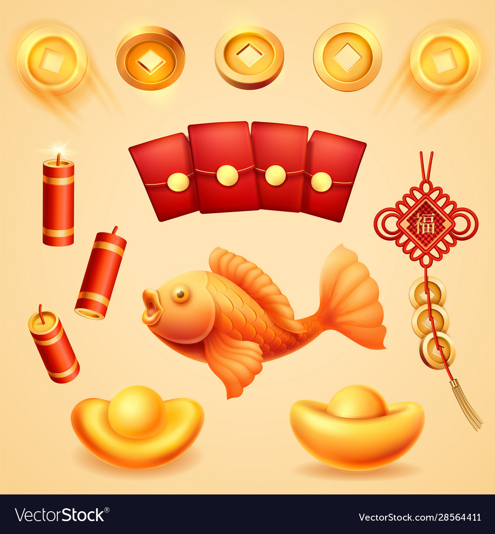 isolated-chinese-new-year-holiday-wedding-items-vector-image