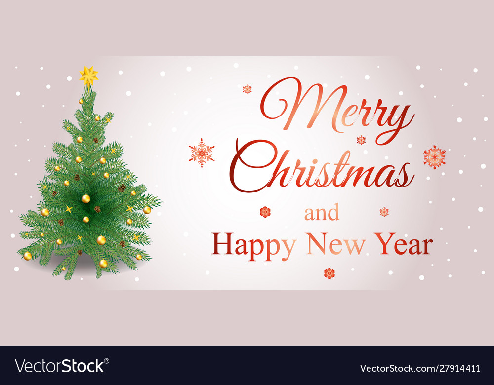 Merry christmas card with tree on red