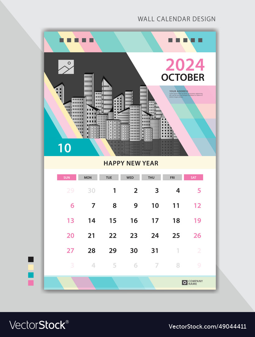 October 2024 layout wall calendar template