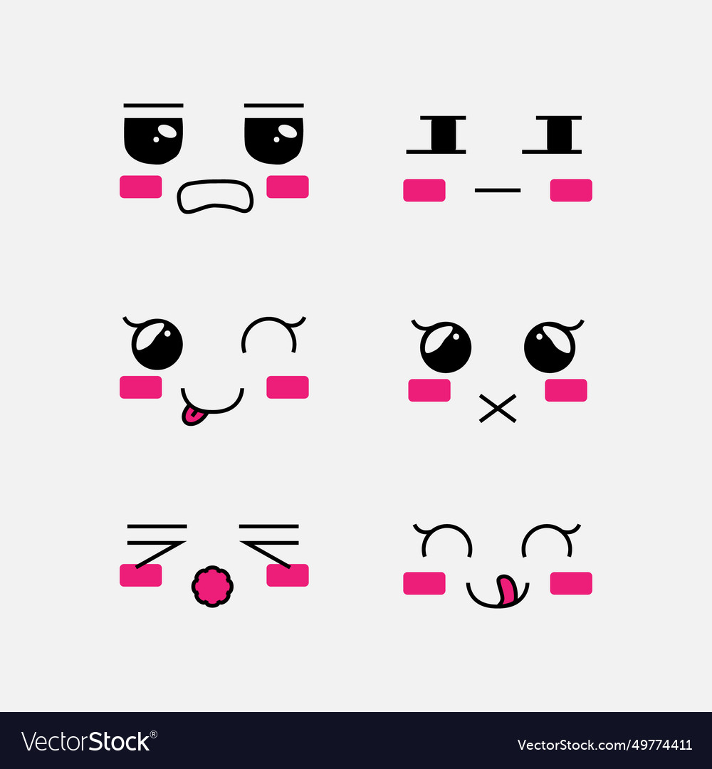 Set of cute eyes expressive emotion face design