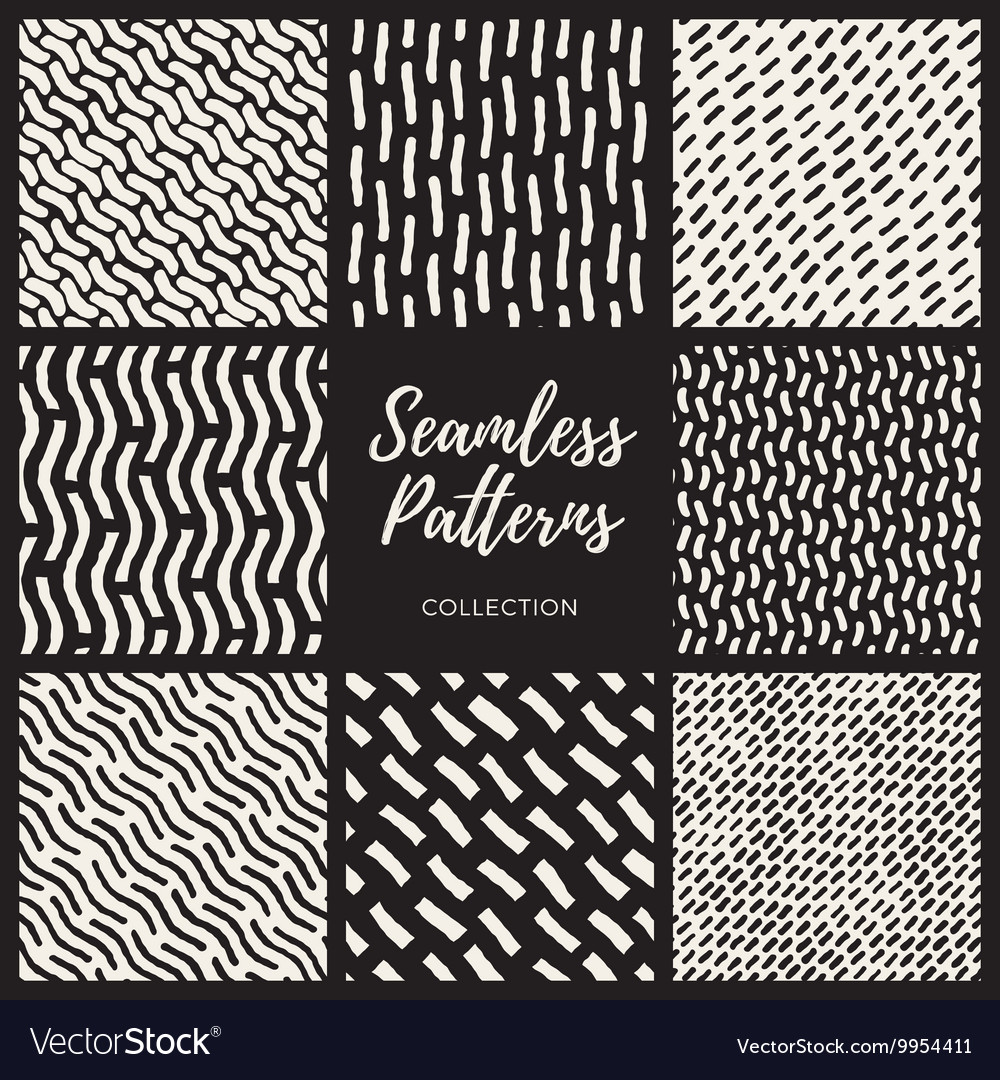 Set of nine seamless lines patterns